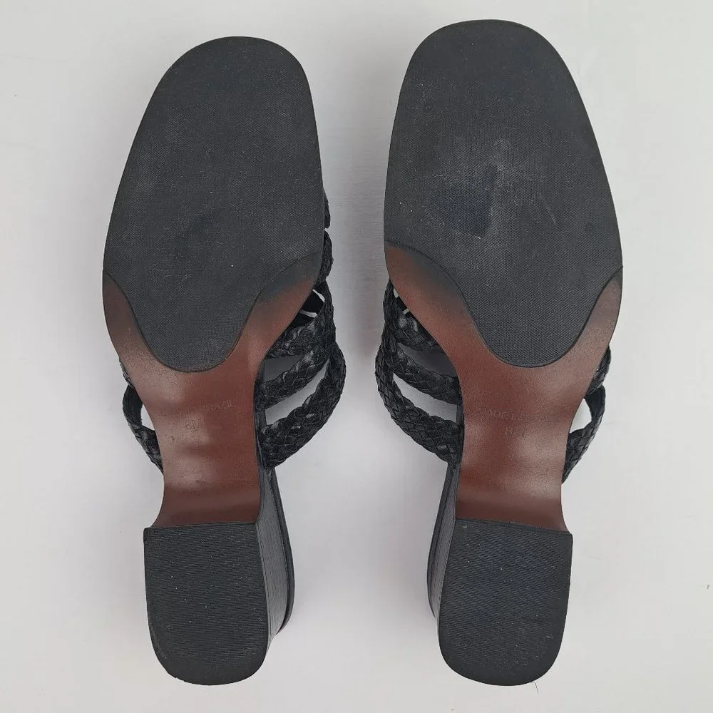 Coldwater Creek Black Leather Braided Moc Croc Mules Size 8 - Picture 14 of 15